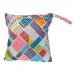 Baby Protable Nappy Reusable Washable Wet Dry Cloth Zipper Waterproof Diaper Bag with Colorful Checked Pattern