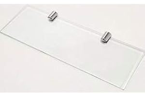 BSM Marketing Mensola sospesa rettangolare in acrilico da parete con supporti cromati, disponibile in trasparente, nero e bianco (trasparente, 500 mm x 100 mm)