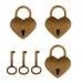 Imported Set of 3 Vintage Heart Shape Padlock with Keys Lock Set - Antique Brass M RS.610.00
