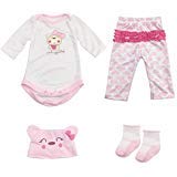 ropa reborn 55 cm El paquete incluye: 1 pieza de sombrero de bebé, 1 pieza de ropa para bebé, 1 pieza de pantalón y 1 par de calcetines