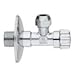Produktbild Eckventil chrom für Waschtischarmaturen, Bidetarmaturen oder Küchenarmaturen mit Absperrventil, genormte Anschlüsse 1/2" und Quetschverschraubung ø 10 mm