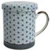 Blue &amp; White Tea Mug Set with Lid and Infuser - Sashiko