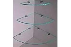 BSM MARKETING Ensemble d'étagères d'angle en verre trempé en cascade Avec supports de fixation Chromé 6 mm