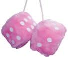 Pink Fluffy Furry Dice for Hanging in Car, Home, Bedroom, Caravan etc