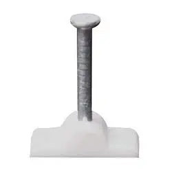 Unitech Rgk's Plastic Wire Fastener Circle Cable Casing Flat Clips with Metal Nail (White) - Set of 200 Pieces