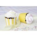 Cupcake Cups , 12 Cupcake Backformen Papier ,5 cm, Gelb-Weiss - 2
