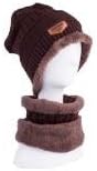YANXH New Men Knitted Hat Winter Warm and Circle Scarf Skiing Hat Outdoor Sports Hat Sets , brown