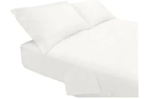 Lingerie Shop Lenzuola Set Completo Cotone 1 Piazza e Mezza Tinta Unita Vari Colori Sotto Sopra + Federa (Bianco, 1 Piazza e Mezzo)