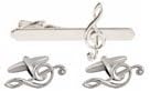 Dalaco Novelty Treble Clef Musical Note Cufflinks & Tie Clip In Polished Stainless Steel In Presentation Box - The For All Musicians Or Music Lovers (60-1008)