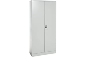 ‎SCHÄFER SHOP Stahlschrank abschliessbar für Werkstatt & Büro 195x92x42cm, Werkstattschrank sowie Werkzeugschrank mit 4 höhenverstellbaren Einlegeböden,Aktenschrank für 5 Reihen Ordner in Lichtgrau
