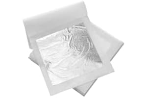 SIM GOLD LEAF Foglia D'argento Puro Per Uso Alimentare 999/1000, 110mm x 110mm, Confezione da 10