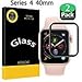 Produktbild Aosok Displayschutzfolie für Apple Watch Serie 4, 40 mm, gehärtetes Glas, Schwarze Serie, 9H Härte, Kratzfest, volle Abdeckung, kompatibel mit Watch Serie 4, 40 mm, 2 Stück, 2Pack
