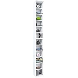 VCM Système d'Archivage Bigol pour 204 CDs, Imitation Structure Bois, Blanc, 183x21x20 cm