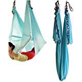 Hamaca elástica para pilates y yoga aéreo, de Wellsem®. Con mosquetón y cadena margarita. 5 m, Sky Bule