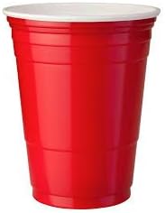 Plastic Disposable Party Cups Apple Red Ruby 18oz 532ml Big Cups in Packs of 50 or 100 (50, RED)