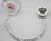 Crystal Dream Luxury Keepsake Swarovski Silver Simulated Pearls and Clear Crystals Hand Crafted Silver Crown Girl Princess Pacifier Clip 8 Inch (CCS)