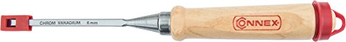 Connex COX861006 Stechbeitel mit Ulmer Heft aus Weißbuche und Chrom-Vanadium-Klinge mit Seitenfase, Breite 6 mm - 2