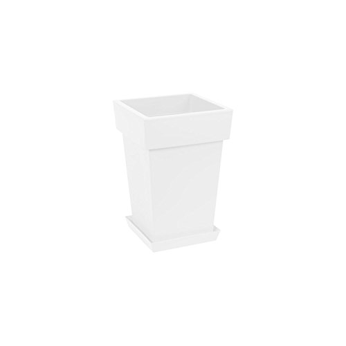 7,2 L Blumentopf Lofly Blumenkübel Pflanzkübel Pflanztopf inkl. Untersetzer viereckig weiss 195x195x295 mm Kunststoff