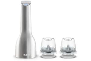 FinaMill Molinillo de pimienta y molinillo de especias recargable por USB, grosor ajustable, elementos de molienda de cerámica, operación de un solo toque con luz LED, incluye 2 cápsulas PRO Plus de