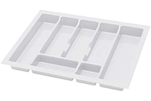 ALUSFERA Portaposate da Cassetto 60cm - Universale Organizer Cassetti Cucina - Porta Posate Cucina Cassetto - Divisori per Cassetti Cucina - Durevole Portaposate da Cassetto 530x430mm - Bianco
