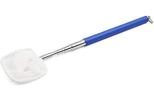 ‎BOXTECH Boxtech Fish Shrimp Skimming Net Feinmaschiges, erweiterbares Fischernetz mit Edelstahlgriff für Aquarium Pond Creek