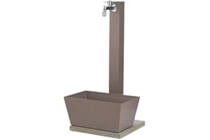 BELFER Fontana in metallo da giardino con capiente vaschetta rettangolare e base in cemento 40 x 40 cm, BEL-FER modello 42/QVR colore Tortora