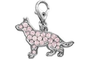 FAITHFUL FRIENDS German Shepherd dog pink crystal clip on charm Alsatian