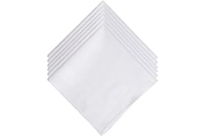 LULUSILK Weiße Herren Taschentücher Stofftaschentücher 100% Baumwolle, 40 cm x 40 cm