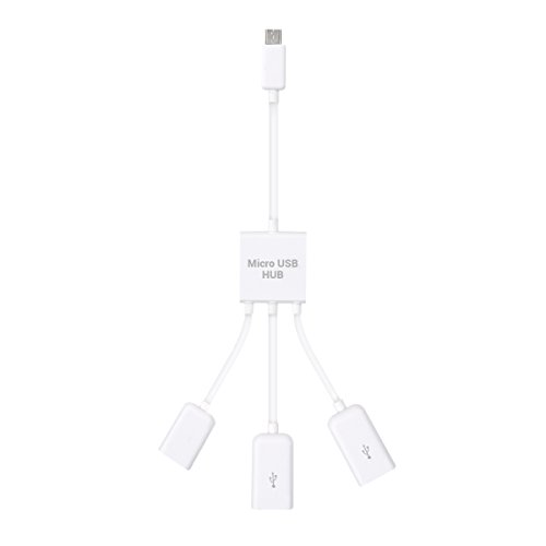 kwmobile 3in1 Micro USB OTG Hub Adapter für Smartphone / Tablet – Mikro USB Verteiler in Weiß – z.B. geeignet für Apple, Samsung, Lenovo, Asus, Huawei, Amazon, Acer, Microsoft, Sony, LG - 5