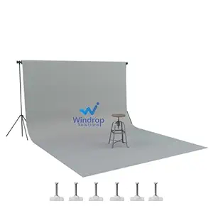 WINDROP SOLUTIONS Multi-Colored Background Photo Video Studio Back Drop 8 x 12 ft for Indoor-Outdoor Online Classes Photography Videography YouTube Videos Gaming Made in India (Grey)