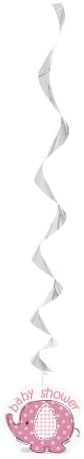 Unique Party 41672 - Hanging Pink Elephant Baby Shower Decorations, Pack of 3