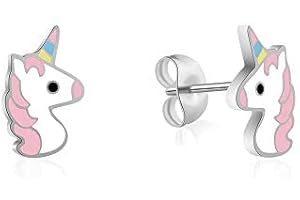 VU100 Boucles d'oreilles en forme de licorne pour femmes et filles, cadeau de Noël avec boîte cadeau