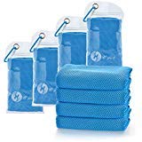 U-pick Lot de 4 Serviette de refroidissement (101,6 x 30,5 cm), serviette, Serviette de glace, doux Chilly Serviette pour le yoga, sport, camping, entraînement et autres activités, bleu