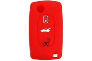 SALPIE Carcasa de silicona para mando a distancia de coche de 3 botones, compatible con Peugeot 207/307/407/308/607 y Citroen C2 / C3 / C4 / C5 / Grand Picasso/Berlingo/C-Crosser (Red)