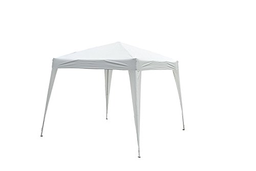 Outsunny Carpa Cenador para Exterior de 3x3m Plegable en Acordeón tipo Gazebo o Pabellón para Jardín Playa Terraza Camping Fiesta Tienda Eventos con Tela Impermeable + 1 Bolsa de Transporte – Acero Color Blanco