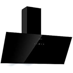 Klarstein Laurel 90 - Hotte aspirante, 90 cm, débit d'air extrait : 350 m³/h, éclairage de table de cuisson à LED, écran tactile, filtre à graisse en aluminium, 64 dB, noir