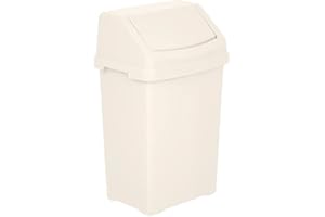 JMS we create smile Plastic Swing Lid Bins Recycle Waste Dust Bin 8/25 /50 L for Home Kitchen, Office (Soft Cream, 50 Litre)