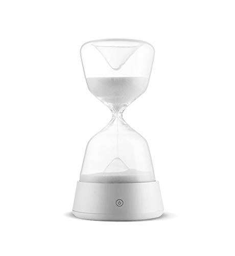 Sablier Nuit Lumière (Blanc) Lampe De Yoga Romantique Lampe De Chevet, 15 Minutes Sablier Minuterie 4 Types De Couleur Changement De Verre/Décoration Lumineuse/Salon Chambre ZHANGOR