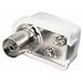 Produktbild Koaxial-Winkelkupplung 9,5mm, 75 Ohm, Schraubanschluss 90°, Farbe: weiss