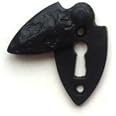 Black Antique Malleable Cast Iron Keyhole Cover Escutcheon - Covered Shield