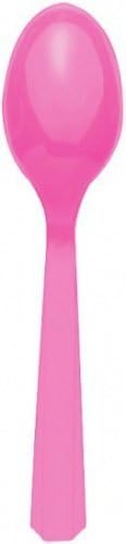 Hot pink Plastic spoons (20)
