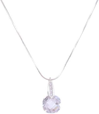 925 Sterling Silver Necklace Faceted Cushion Cut White Cubic Zirconia Pendant, 18"