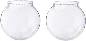 SHOBHANA ENTERPRISES Crystal Clear Glass Fish or Terrarium Round Bowl (6 inch Set of 2)