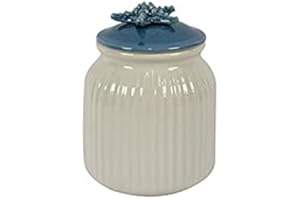 AURORA STORE MARINE BARATTOLO porta biscotti CENTROTAVOLA in CERAMICA Complemento d'arredo Tema Mare Decorazione per la Casa (Bianco Azzurro) 12,5 x 12,5x h.17 cm vari soggetti