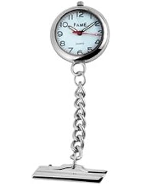 Schwesternuhr Fame Zifferblatt blau Pulsscala für 20 Pulsschläge Ansteckuhr Pulsuhr analog Kitteluhr