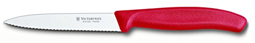 Victorinox 6.7731 Gemüsemesser SwissClassic, Mittelspitz, Wellenschliff 10 cm, rot