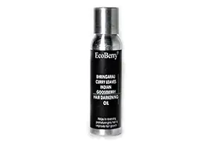 EcoBerry Bhringraj Curry Leaves Indian Gooseberry Hair Darkening Oil For Grey Hair, Strengthens Hair Follicles, Reduces Hair Breakage & Dandruff & Dry Scalp 100% Pure, Organic | Natural | Alcohol Free | Preservative Free | Chemical Free | Paraben Free | Gluten Free | Phthalate Free | Formaldehyde Free | Mineral Oil Free | Vegan 100ml