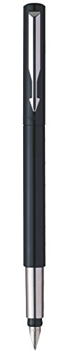 Parker S0282520 Vector Füllfederhalter (schwarz mit edelstahleinfassung, feine Schreibfeder, Geschenkbox) - 2