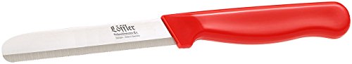 Löffler Schneidewaren Co. 6 Edelstahl-Gemüsemesser aus Solingen, rund, gezackte 8,5-cm-Klinge - 3