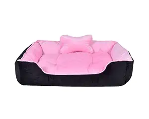 slatters be royal store Rectangular Shape Reversable Dual Pink Black Color Ultra Soft Ethnic Designer Velvet Bed for Dog/Cat (Export Quality) Size : Small (XL)